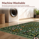 Ultra Soft Area Rug, Non Slip, Stain Resistant, Washable Area Rugs for Living Room, Bedroom, Floral Soft Dining Room Washable Area Rug(Black)