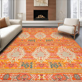 Ultra Soft Area Rug, Non Slip, Stain Resistant, Washable Area Rugs for Living Room, Bedroom, Eclectic Ogee Pattern with Warm Hues(Orange)