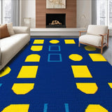 Ultra Soft Area Rug, Non Slip, Stain Resistant, Washable Area Rugs for Living Room, Bedroom, Vibrant Navy and Yellow Visuals(Blue)