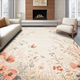 Ultra Soft Area Rug, Non Slip, Stain Resistant, Washable Area Rugs for Living Room, Bedroom, Garden Vista Area Beige Floral for Serene Spaces(Beige)