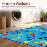 Ultra Soft Area Rug, Non Slip, Stain Resistant, Washable Area Rugs for Living Room, Bedroom, Vibrant Musical Harmony Theme(Blue)