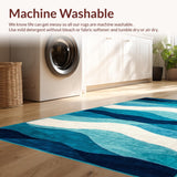Ultra Soft Area Rug, Non Slip, Stain Resistant, Washable Area Rugs for Living Room, Bedroom, Rustic Beach Scene Motif(Blue)