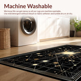Ultra Soft Area Rug, Non Slip, Stain Resistant, Washable Area Rugs for Living Room, Bedroom, Sleek Neutral Color Block Design(Black)