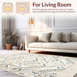 Ultra Soft Area Rug, Non Slip, Stain Resistant, Washable Area Rugs for Living Room, Bedroom, Rustic Warm Toned Lattice Texture(Beige)