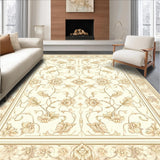 Heritage Garden Area Showcasing Baroque Floral and Leafy Arabesque(Beige)