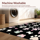 Ultra Soft Area Rug, Non Slip, Stain Resistant, Washable Area Rugs for Living Room, Bedroom, Cute Cartoonish Paw Flare(Black)