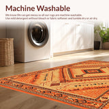 Ultra Soft Area Rug, Non Slip, Stain Resistant, Washable Area Rugs for Living Room, Bedroom, Vibrant Diamond Patterned Aesthetic(Orange)