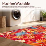 Ultra Soft Area Rug, Non Slip, Stain Resistant, Washable Area Rugs for Living Room, Bedroom, Eclectic Floral Palette Design(Red)