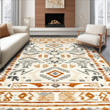 Ultra Soft Area Rug, Non Slip, Stain Resistant, Washable Area Rugs for Living Room, Bedroom, Artistic Vintage Ethnic Print(Beige)