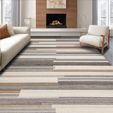 Ultra Soft Area Rug, Non Slip, Stain Resistant, Washable Area Rugs for Living Room, Bedroom, Contemporary Textured Line Arrangement(Gray)
