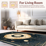 Ultra Soft Area Rug, Non Slip, Stain Resistant, Washable Area Rugs for Living Room, Bedroom, Celestial Ethnic Starry Motif(Gold)