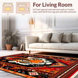 Ultra Soft Area Rug, Non Slip, Stain Resistant, Washable Area Rugs for Living Room, Bedroom, Vibrant Abstract Tiger Motif(Red)
