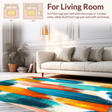 Ultra Soft Area Rug, Non Slip, Stain Resistant, Washable Area Rugs for Living Room, Bedroom, Wave Rider Surf Plank Decorative Rug with Coastal Ocean Motifs(Blue)