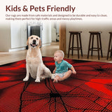Ultra Soft Area Rug, Non Slip, Stain Resistant, Washable Area Rugs for Living Room, Bedroom, Rustic Red Spider Web Aesthetic(Red)