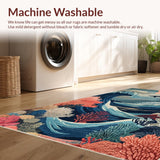 Ultra Soft Area Rug, Non Slip, Stain Resistant, Washable Area Rugs for Living Room, Bedroom, Underwater Predator Ocean Area Rug Aquatic Realm Design(Blue)