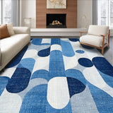 Ultra Soft Area Rug, Non Slip, Stain Resistant, Washable Area Rugs for Living Room, Bedroom, Coquette Ribbon Scallop Print Rug Featuring Artistic Bows and Chic Curves(Blue)