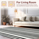 Ultra Soft Area Rug, Non Slip, Stain Resistant, Washable Area Rugs for Living Room, Bedroom, Graphic Stripe Fusion Rug with Modern Minimalist Contrast Pattern(Gray)
