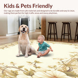 Ultra Soft Area Rug, Non Slip, Stain Resistant, Washable Area Rugs for Living Room, Bedroom, Neutral Floral Area for Home Office(Beige)