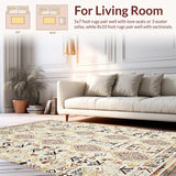 Ultra Soft Area Rug, Non Slip, Stain Resistant, Washable Area Rugs for Living Room, Bedroom, Artful Luxurious Floral Weave(Beige)