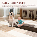 Ultra Soft Area Rug, Non Slip, Stain Resistant, Washable Area Rugs for Living Room, Bedroom, Beige Brown Geometric Non Slip Area Contemporary(Beige)