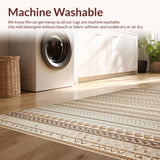 Ultra Soft Area Rug, Non Slip, Stain Resistant, Washable Area Rugs for Living Room, Bedroom, Chic Minimalist Scalloped Elegance(Beige)