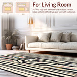 Ultra Soft Area Rug, Non Slip, Stain Resistant, Washable Area Rugs for Living Room, Bedroom, Geometric Serpentine Runner: Black & White Striped Entryway Rug(Black)