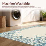 Ultra Soft Area Rug, Non Slip, Stain Resistant, Washable Area Rugs for Living Room, Bedroom, Coastal Inspired Seashell Motif(Beige)