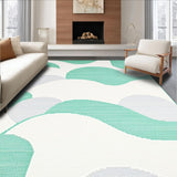 Ultra Soft Area Rug, Non Slip, Stain Resistant, Washable Area Rugs for Living Room, Bedroom, Elegant Soft Textured Circular Pattern(White)