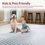 Ultra Soft Area Rug, Non Slip, Stain Resistant, Washable Area Rugs for Living Room, Bedroom, Rustic Fluffy Geometric Touch(Gray)