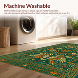 Ultra Soft Area Rug, Non Slip, Stain Resistant, Washable Area Rugs for Living Room, Bedroom, Vintage Animal Print Aesthetic(Green)