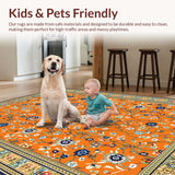 Ultra Soft Area Rug, Non Slip, Stain Resistant, Washable Area Rugs for Living Room, Bedroom, Vibrant Multi-Color Floral Elegance(Orange)