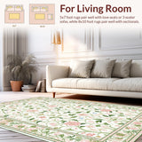 Ultra Soft Area Rug, Non Slip, Stain Resistant, Washable Area Rugs for Living Room, Bedroom, Elegant Soft Curvilinear Patterns(Ivory)
