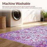 Ultra Soft Area Rug, Non Slip, Stain Resistant, Washable Area Rugs for Living Room, Bedroom, Charming Purple Floral Elegance(Purple)