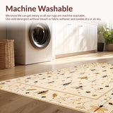 Ultra Soft Area Rug, Non Slip, Stain Resistant, Washable Area Rugs for Living Room, Bedroom, Artistic Insect Botanical Composition(Beige)