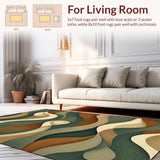Ultra Soft Area Rug, Non Slip, Stain Resistant, Washable Area Rugs for Living Room, Bedroom, Vibrant Graphic Geometric Elements(Brown)