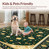 Ultra Soft Area Rug, Non Slip, Stain Resistant, Washable Area Rugs for Living Room, Bedroom, Rattan Round Placemat Rustic Hand Woven Area(Green)