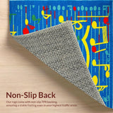 Ultra Soft Area Rug, Non Slip, Stain Resistant, Washable Area Rugs for Living Room, Bedroom, Cheerful Melody Pattern Rug(Blue)