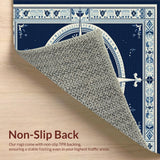 Ultra Soft Area Rug, Non Slip, Stain Resistant, Washable Area Rugs for Living Room, Bedroom, Coastal Nautical Compass Aesthetic(Blue)