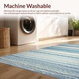 Ultra Soft Area Rug, Non Slip, Stain Resistant, Washable Area Rugs for Living Room, Bedroom, Elegant Sky Blue Wave Motif(Blue)