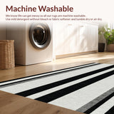 Ultra Soft Area Rug, Non Slip, Stain Resistant, Washable Area Rugs for Living Room, Bedroom, Bold Contrast: Black & White Stripe Modern Floor Rug(Gray)