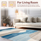 Ultra Soft Area Rug, Non Slip, Stain Resistant, Washable Area Rugs for Living Room, Bedroom, Beach Themed Bedroom Ivory Grey Blue Carpet(Blue)