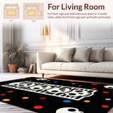 Ultra Soft Area Rug, Non Slip, Stain Resistant, Washable Area Rugs for Living Room, Bedroom, Charming Rustic Skeleton Illustration(Black)