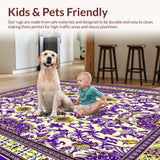 Ultra Soft Area Rug, Non Slip, Stain Resistant, Washable Area Rugs for Living Room, Bedroom, Whimsical Graphic Floral Arrangement(Purple)