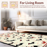 Ultra Soft Area Rug, Non Slip, Stain Resistant, Washable Area Rugs for Living Room, Bedroom, Dark Elegant Gothic Charm(White)