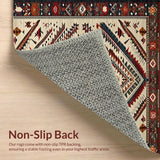 Ultra Soft Area Rug, Non Slip, Stain Resistant, Washable Area Rugs for Living Room, Bedroom, Rustic Tribal Patterned Aesthetic(Beige)