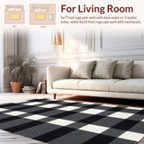 Ultra Soft Area Rug, Non Slip, Stain Resistant, Washable Area Rugs for Living Room, Bedroom, Artful Striped Decorative Essence(Black)