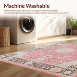 Ultra Soft Area Rug, Non Slip, Stain Resistant, Washable Area Rugs for Living Room, Bedroom, Chic Transitional Pastel Motif(Pink)