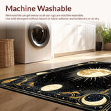 Ultra Soft Area Rug, Non Slip, Stain Resistant, Washable Area Rugs for Living Room, Bedroom, Mystical Occult Crescent Motif(Gold)