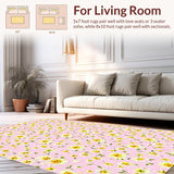 Ultra Soft Area Rug, Non Slip, Stain Resistant, Washable Area Rugs for Living Room, Bedroom, Delicate Floral Modern Aesthetic(Pink)