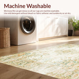 Ultra Soft Area Rug, Non Slip, Stain Resistant, Washable Area Rugs for Living Room, Bedroom, Elegant Vintage Inspired Area with Distressed Floral Motifs(Beige)
